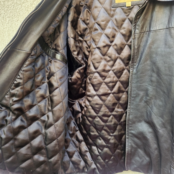 BOSTON HARBOUR Men's Bomber Jacket Large Black Leather Quilted Lining - Picture 6 of 15